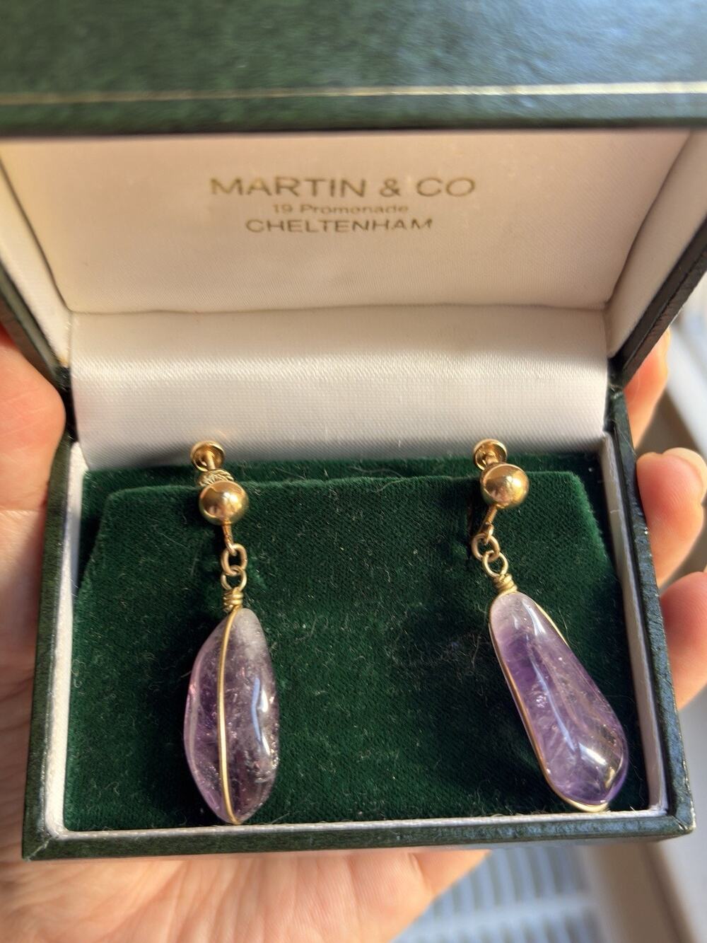 Vintage 1/20 12k Gold Filled GF Dangle Victorian Amethyst Wrap Earrings